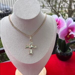 Elegant Gold Cross Pendant Necklace 16-20 inch